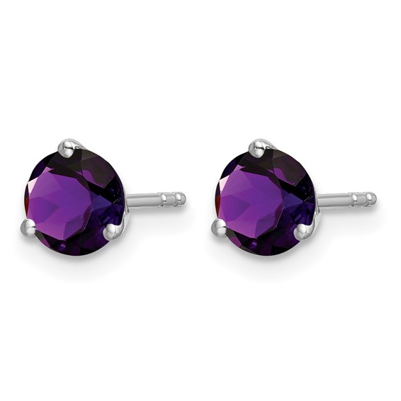 14k White Gold Round Gemstone Earrings