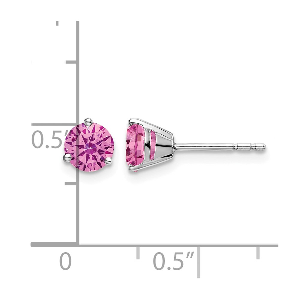 14k White Gold Round Created Pink Sapphire Earrings (EM7098-CPS-W)
