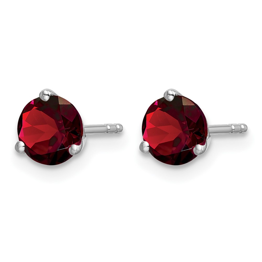 14k White Gold Round Garnet Earrings (EM7098-GA-W)