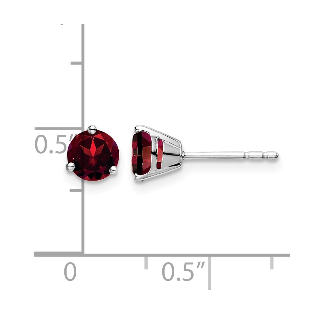 14k White Gold Round Garnet Earrings (EM7098-GA-W)