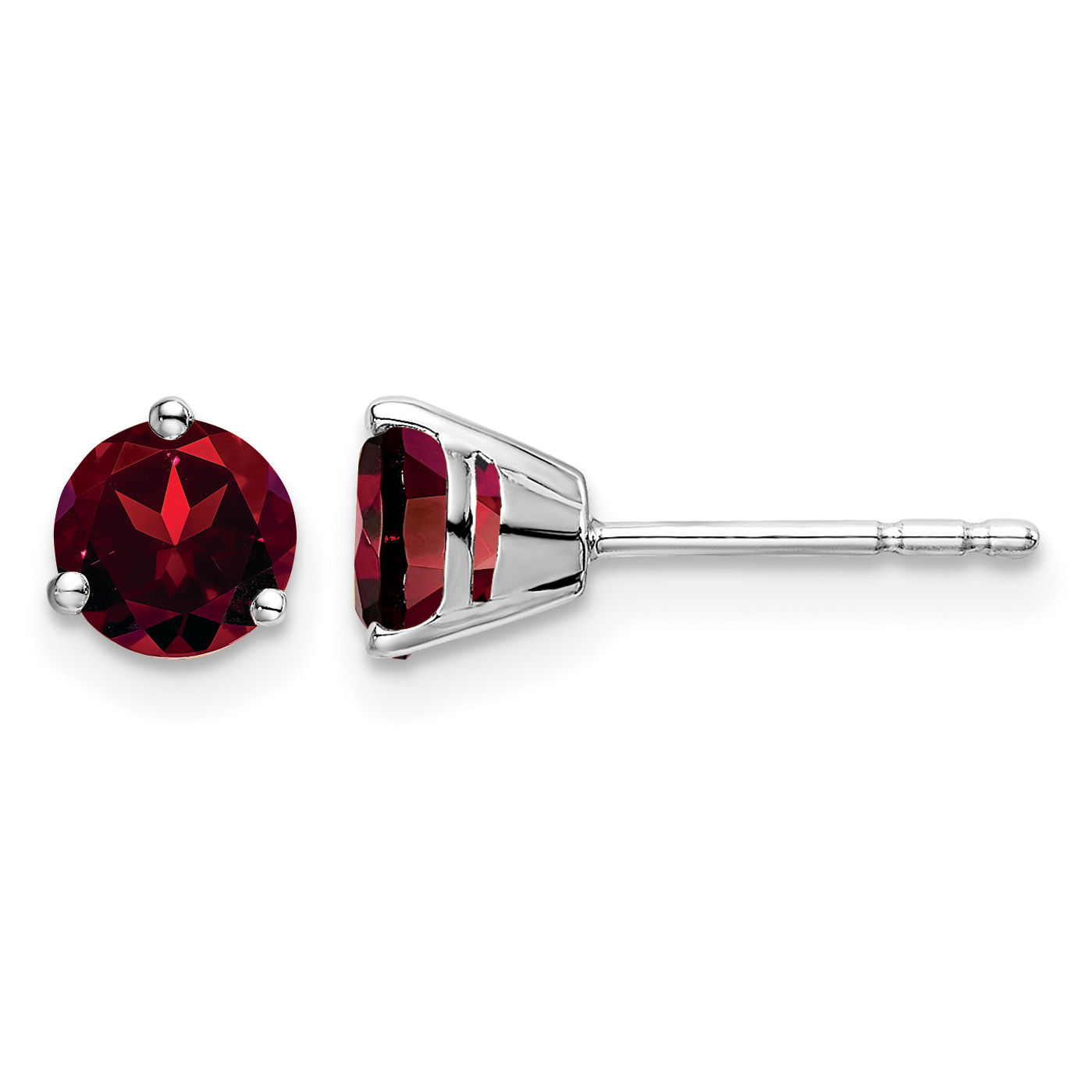 14k White Gold Round Garnet Earrings (EM7098-GA-W)