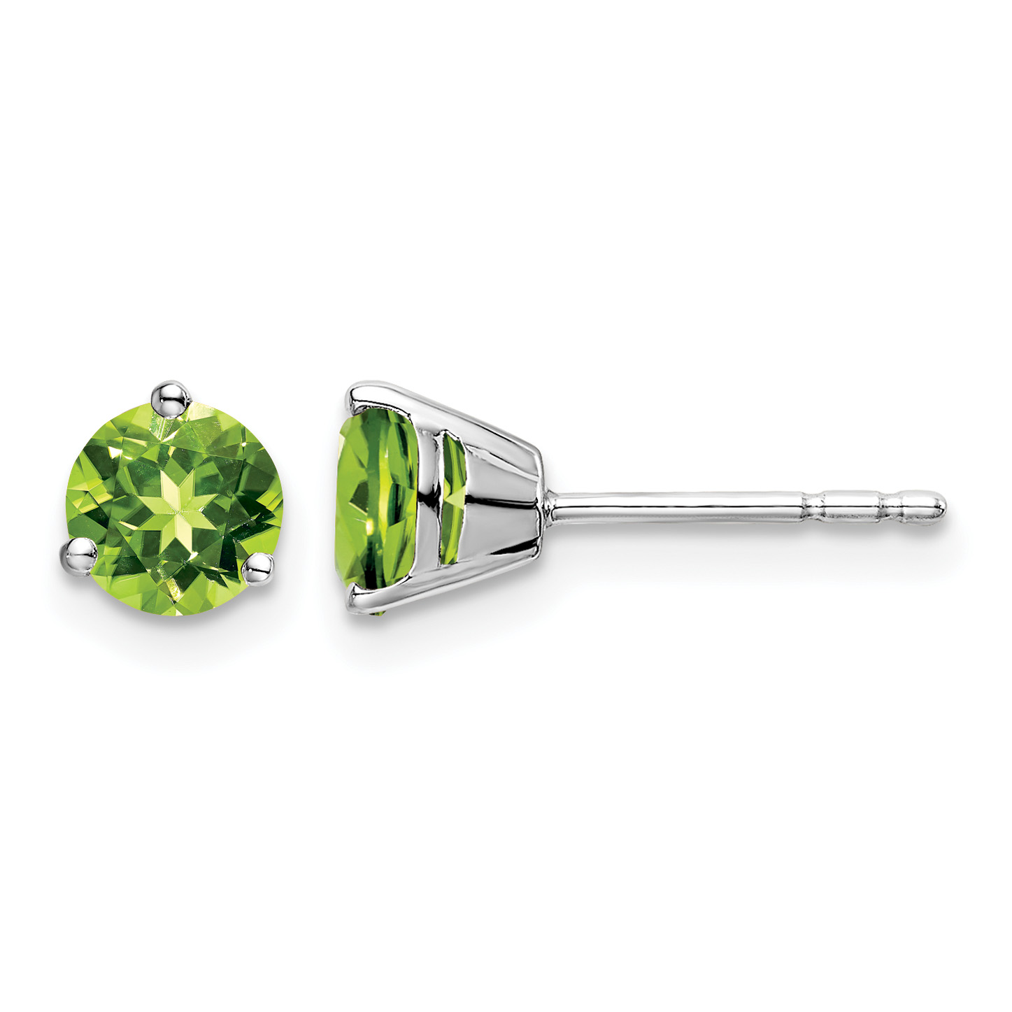 14k White Gold Round Peridot Earrings (EM7098-PE-W)
