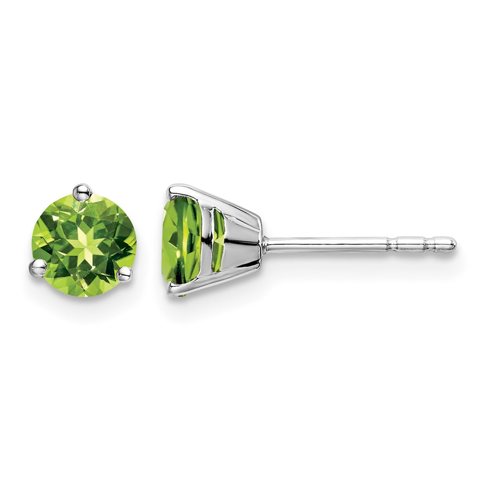 14k White Gold Round Peridot Earrings (EM7098-PE-W)