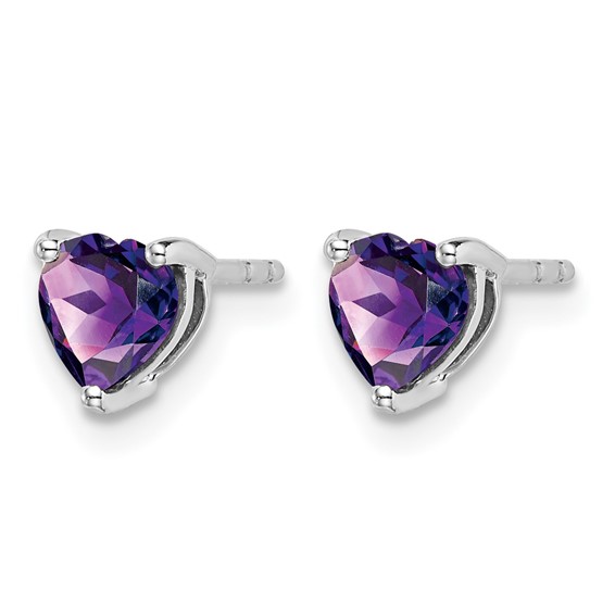 14k White Gold Heart Gemstone Earrings
