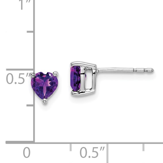 14k White Gold Heart Gemstone Earrings
