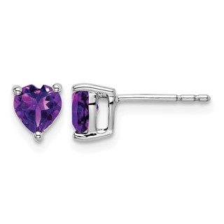14k White Gold Heart Gemstone Earrings