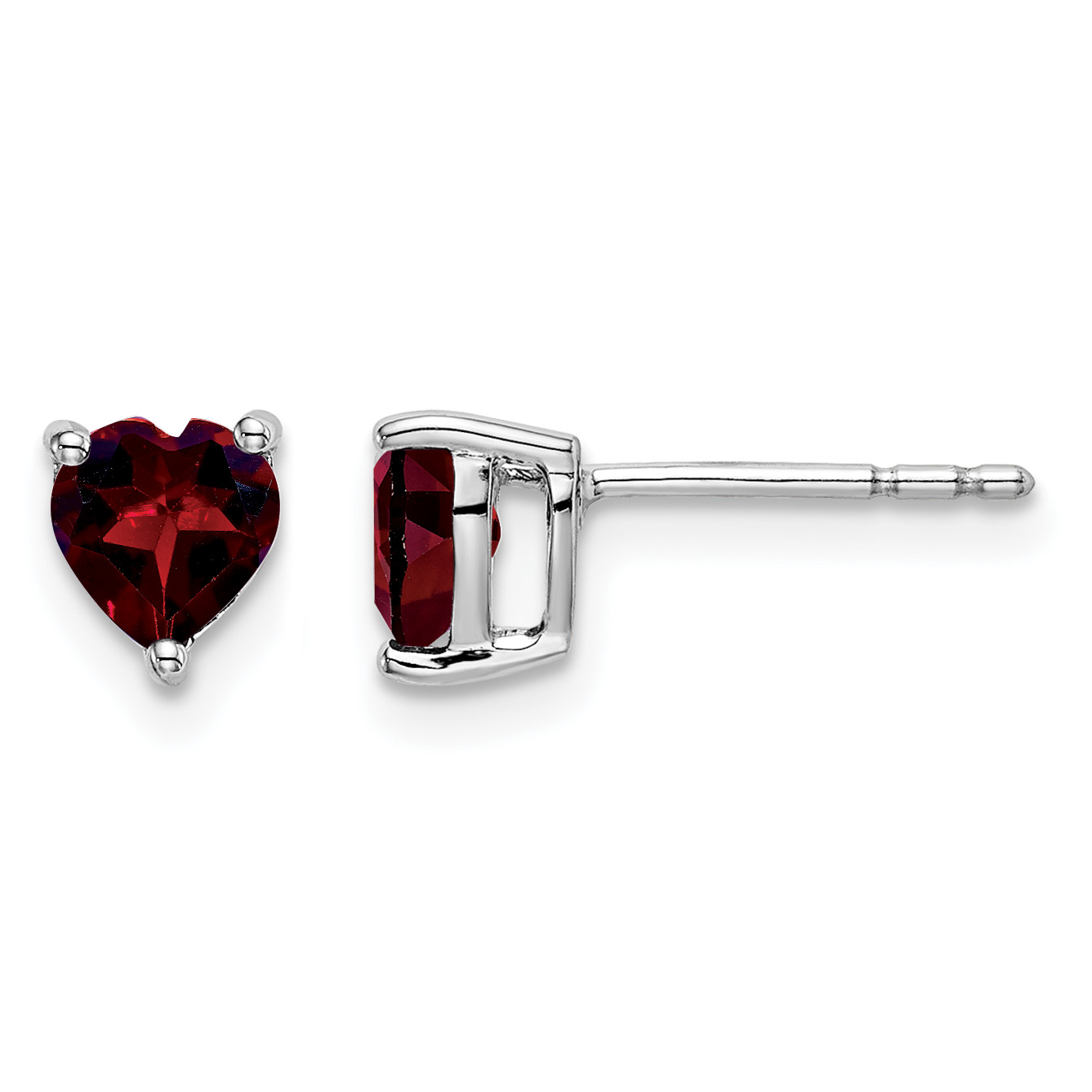 14k White Gold Heart Garnet Earrings (EM7099-GA-W)
