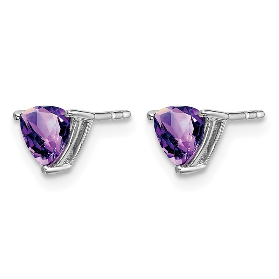 14k White Gold Trillion Gemstone Earrings           