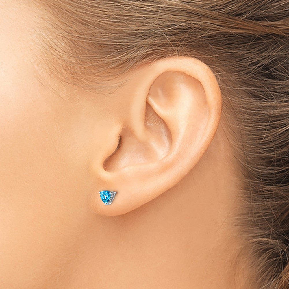 14k White Gold Trillion Blue Topaz Earrings (EM7100-BT-W)