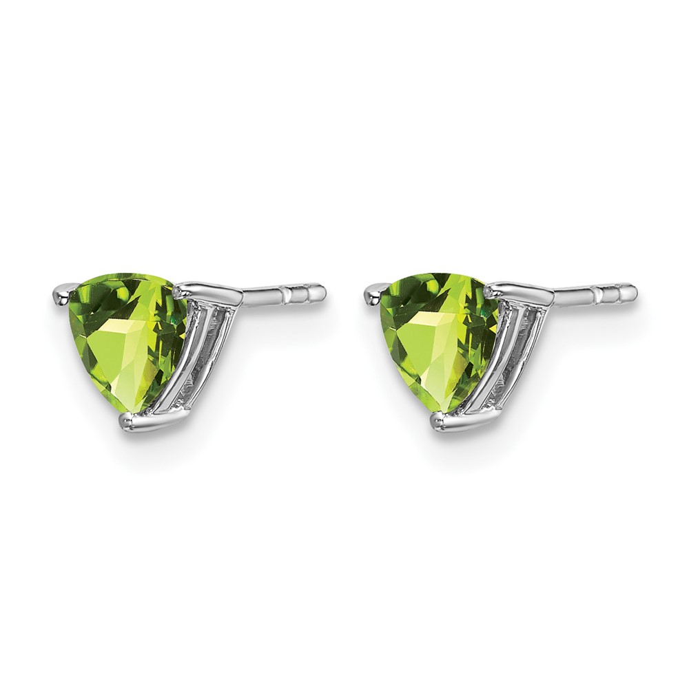 14k White Gold Trillion Peridot Earrings (EM7100-PE-W)