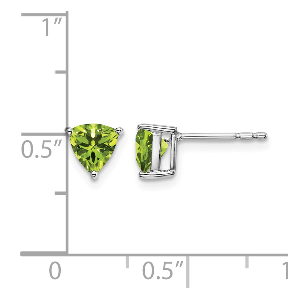 14k White Gold Trillion Peridot Earrings (EM7100-PE-W)