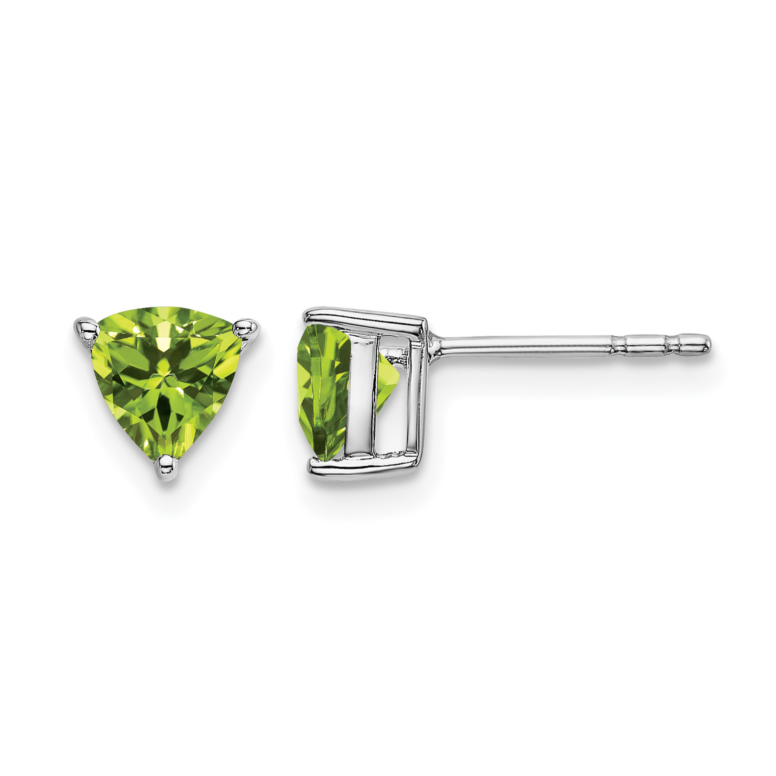 14k White Gold Trillion Peridot Earrings (EM7100-PE-W)