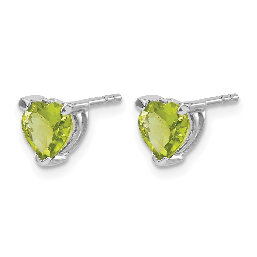 14k White Gold Heart Peridot Earrings (EM7101-PE-W)