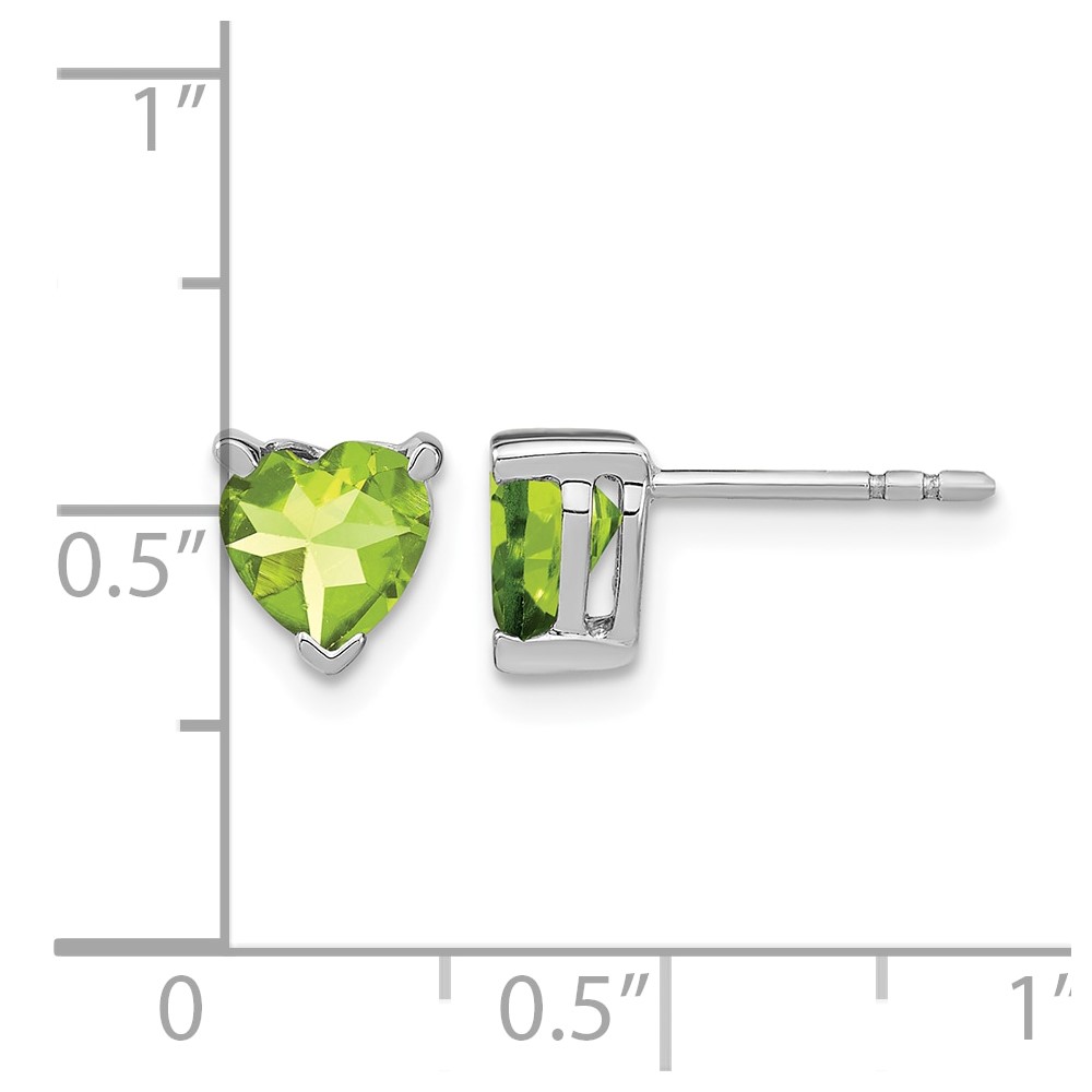 14k White Gold Heart Peridot Earrings (EM7101-PE-W)
