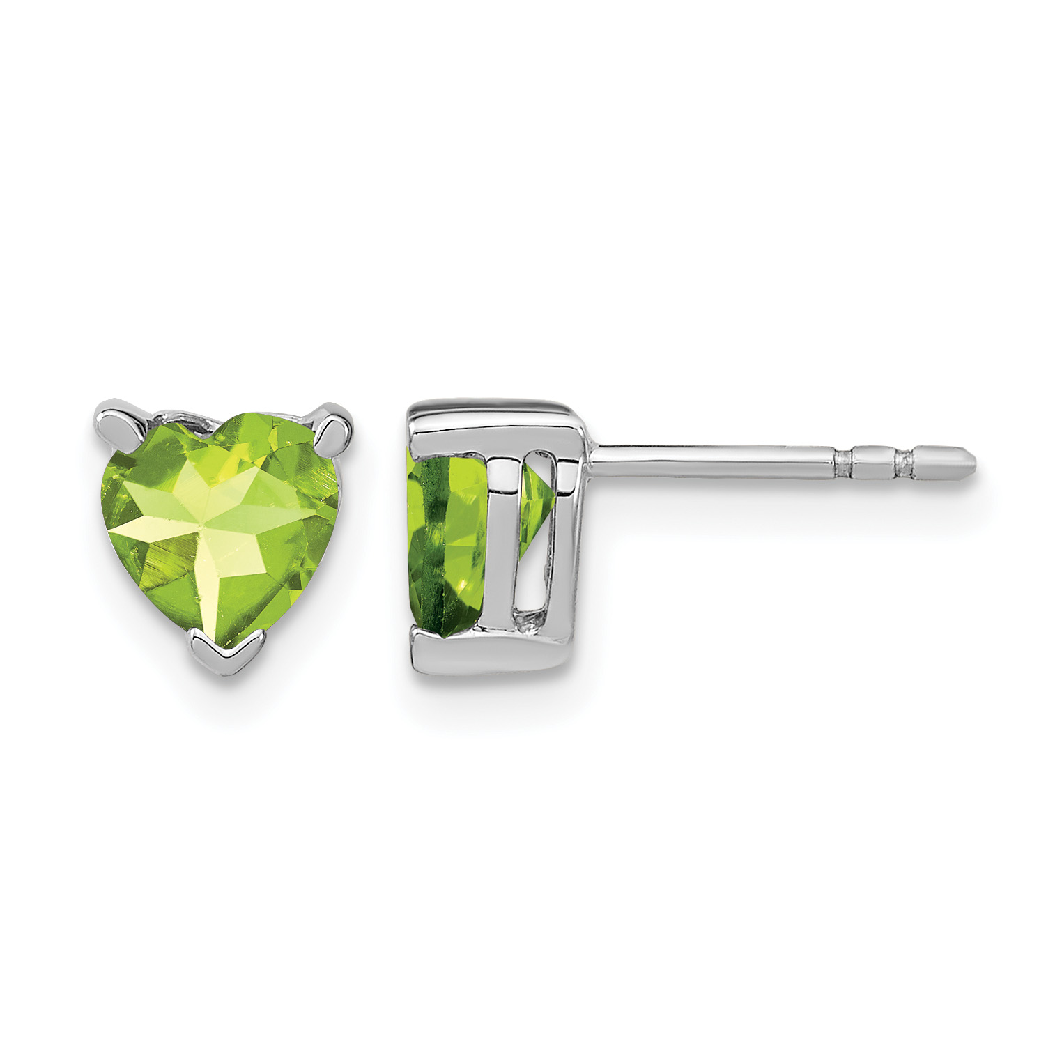 14k White Gold Heart Peridot Earrings (EM7101-PE-W)