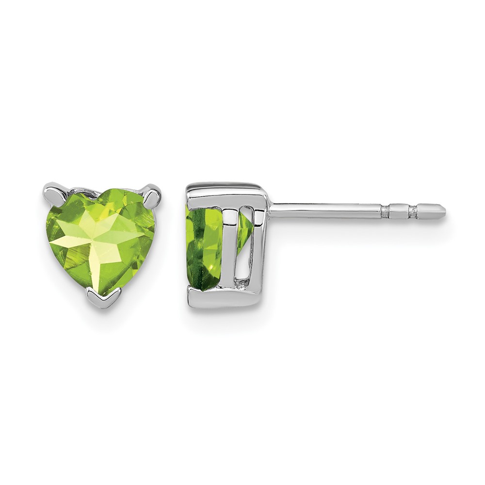 14k White Gold Heart Peridot Earrings (EM7101-PE-W)