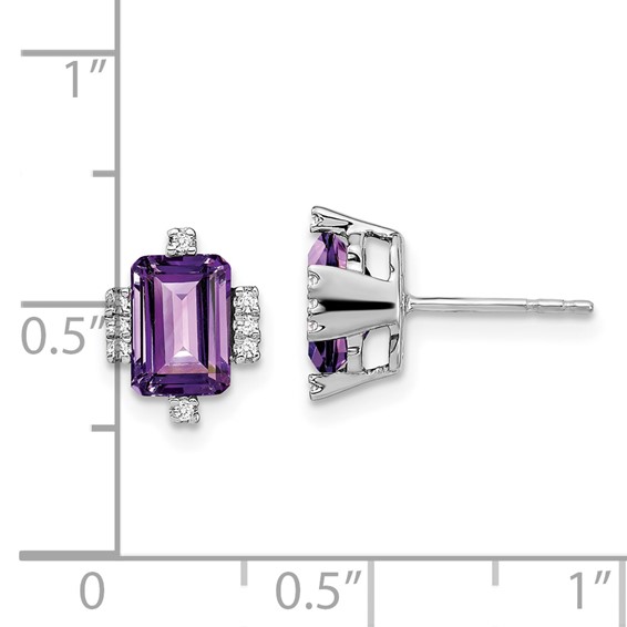 Emerald Cut Gemstone and Diamond Earrings