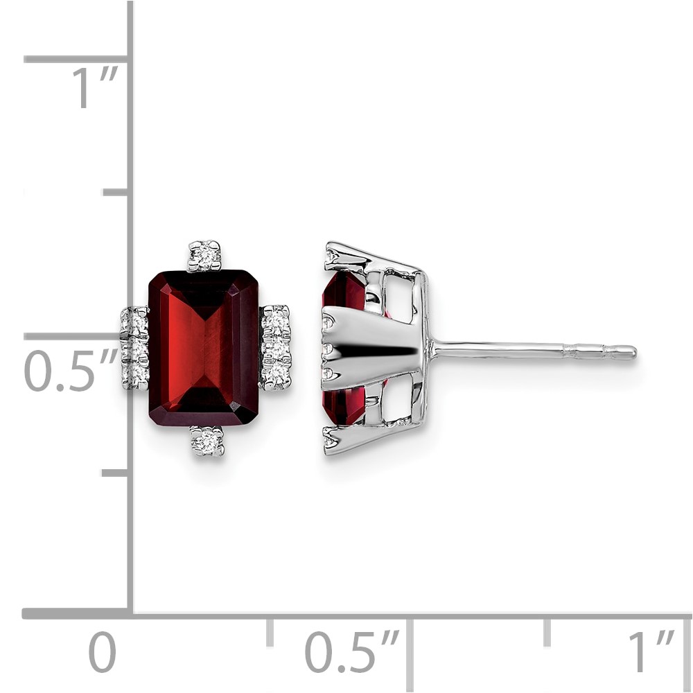 14k White Gold Emerald-shape Garnet and Diamond Earrings (EM7106-GA-008-WA)