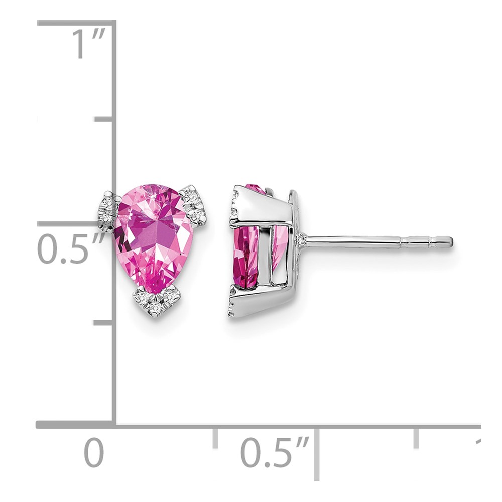 14k White Gold Pear Created Pink Sapphire and Diamond Earrings (EM7108-CPS-006-WA)