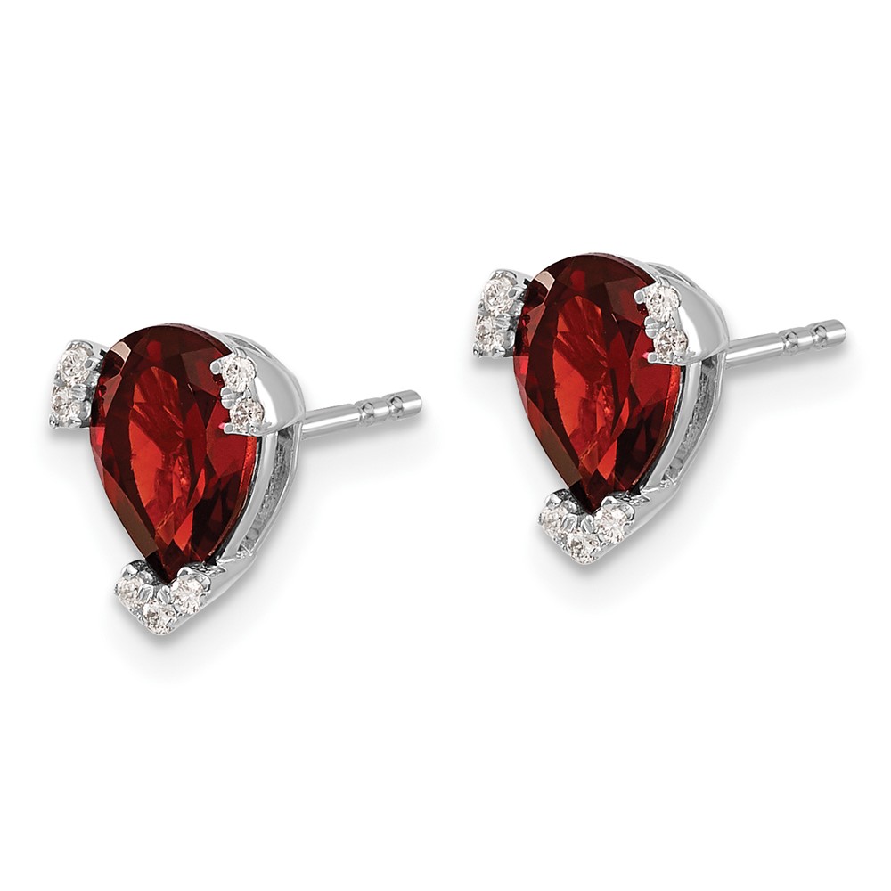 14k White Gold Pear Garnet and Diamond Earrings (EM7108-GA-006-WA)