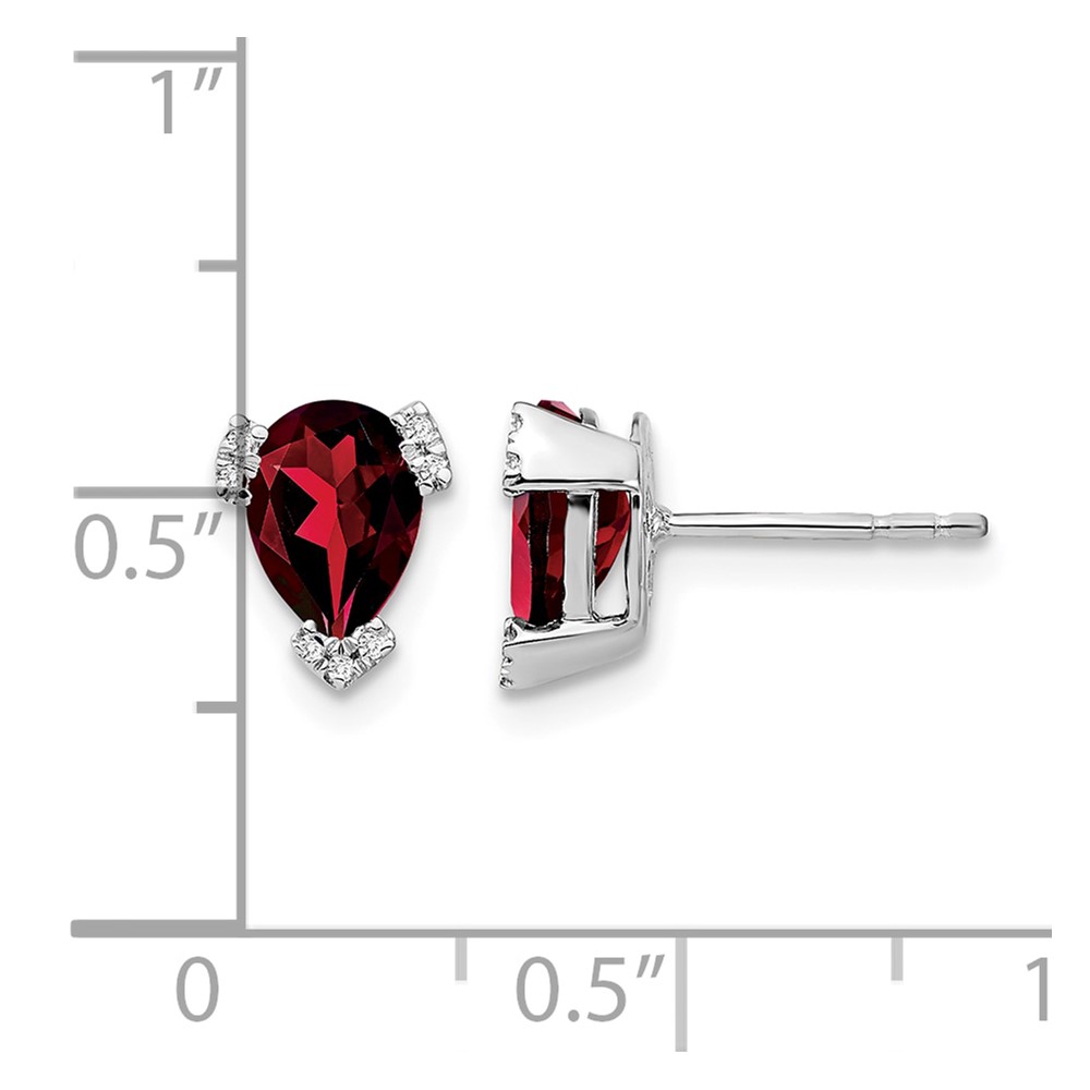 14k White Gold Pear Garnet and Diamond Earrings (EM7108-GA-006-WA)