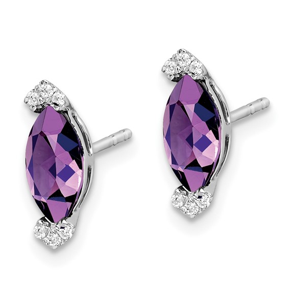 Marquise Gemstone and Diamond Earrings