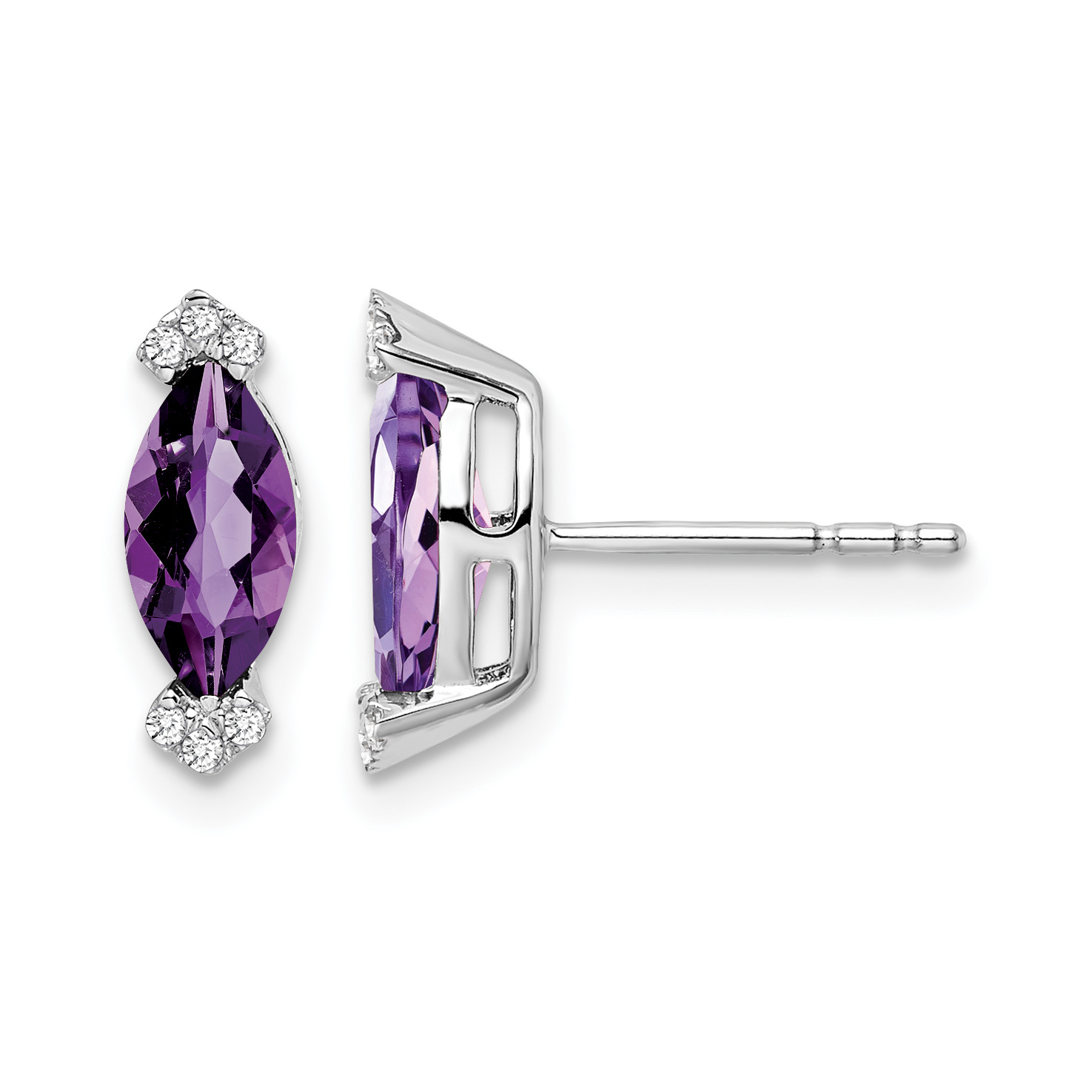 14k White Gold Marquise Amethyst and Diamond Earrings (EM7109-AM-005-WA)