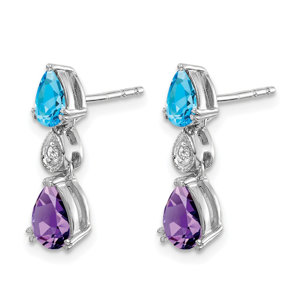 14k White Gold Blue Topaz/Amethyst/Diamond Earrings (EM7131-BT/AM-002-WA)