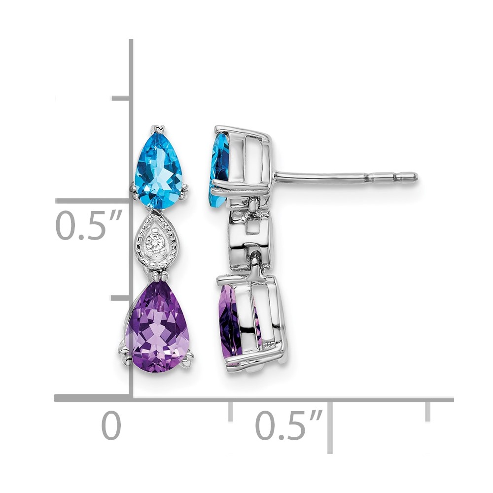 14k White Gold Blue Topaz/Amethyst/Diamond Earrings (EM7131-BT/AM-002-WA)