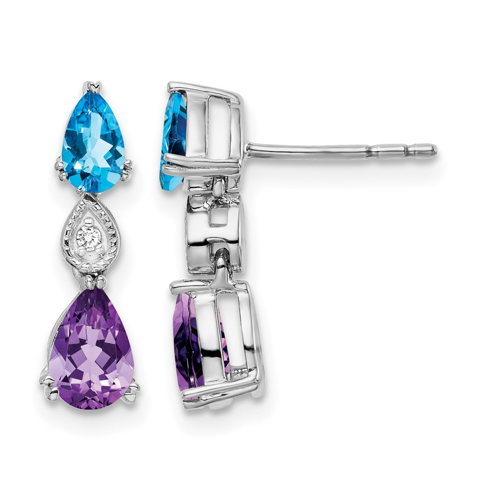 14k White Gold Blue Topaz/Amethyst/Diamond Earrings (EM7131-BT/AM-002-WA)