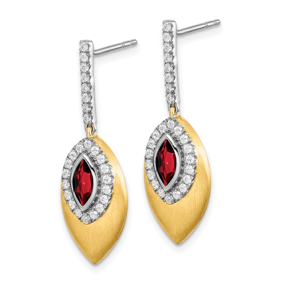14k Two-tone Garnet and Diamond Dangle Earrings (EM7132-GA-031-YWA)