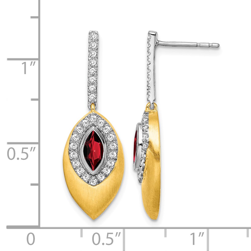 14k Two-tone Garnet and Diamond Dangle Earrings (EM7132-GA-031-YWA)