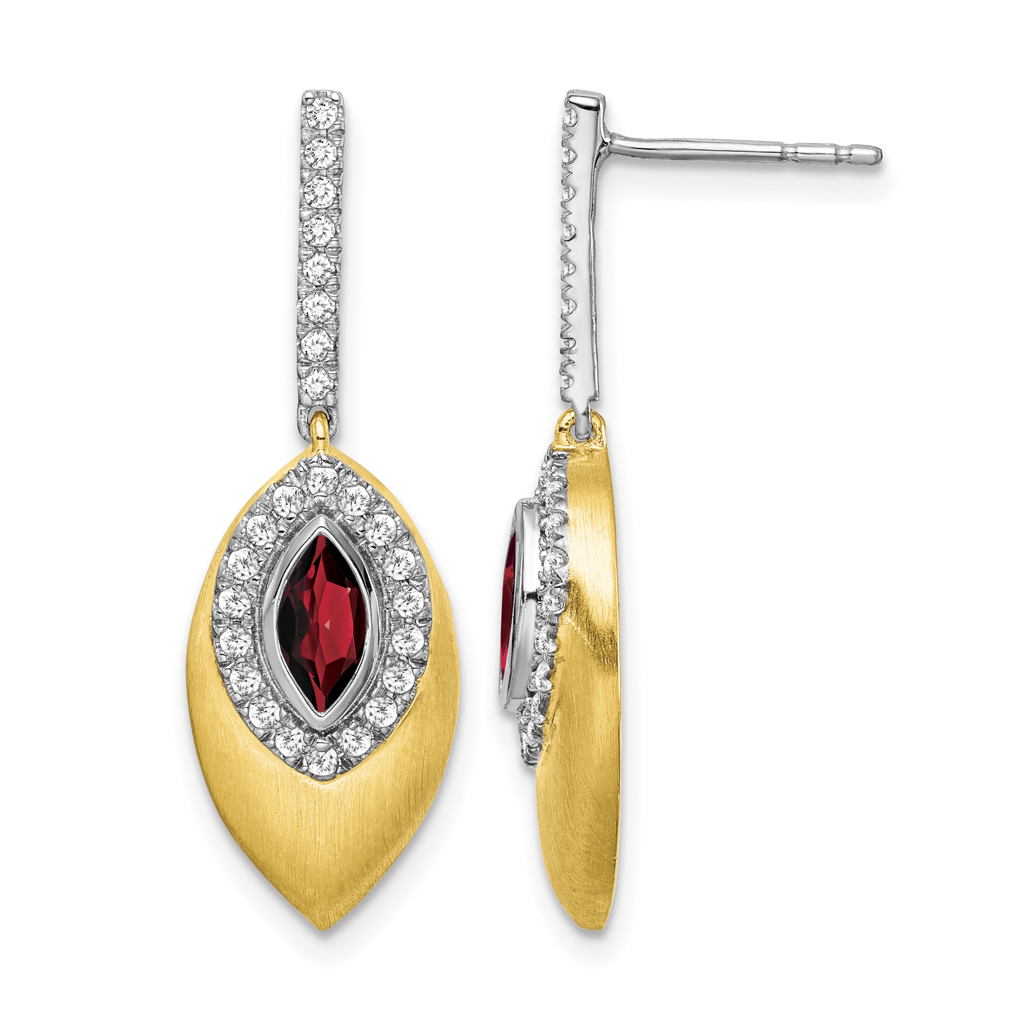 14k Two-tone Garnet and Diamond Dangle Earrings (EM7132-GA-031-YWA)