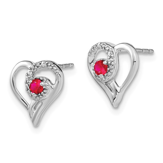 Gemstone and Diamond Heart Earrings