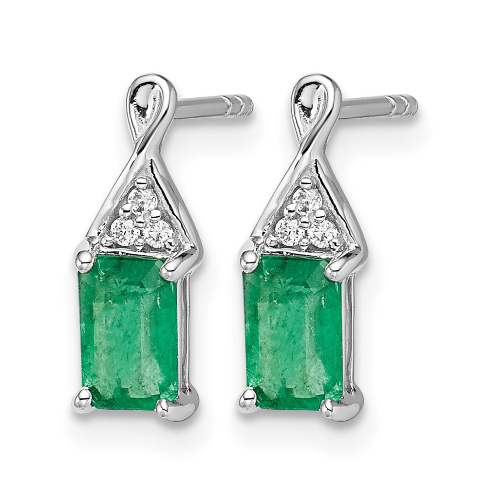14k White Gold Emerald and Diamond Earrings (EM7187-EM-004-WA)