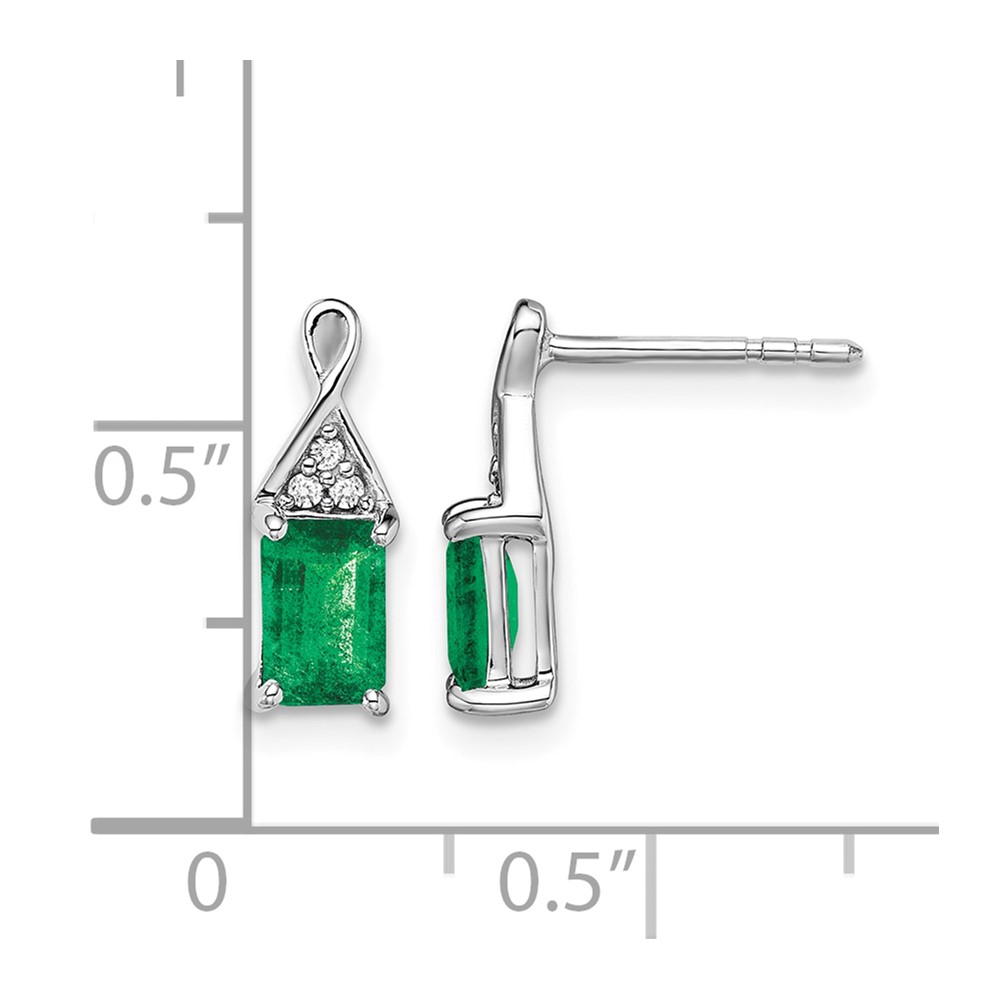 14k White Gold Emerald and Diamond Earrings (EM7187-EM-004-WA)