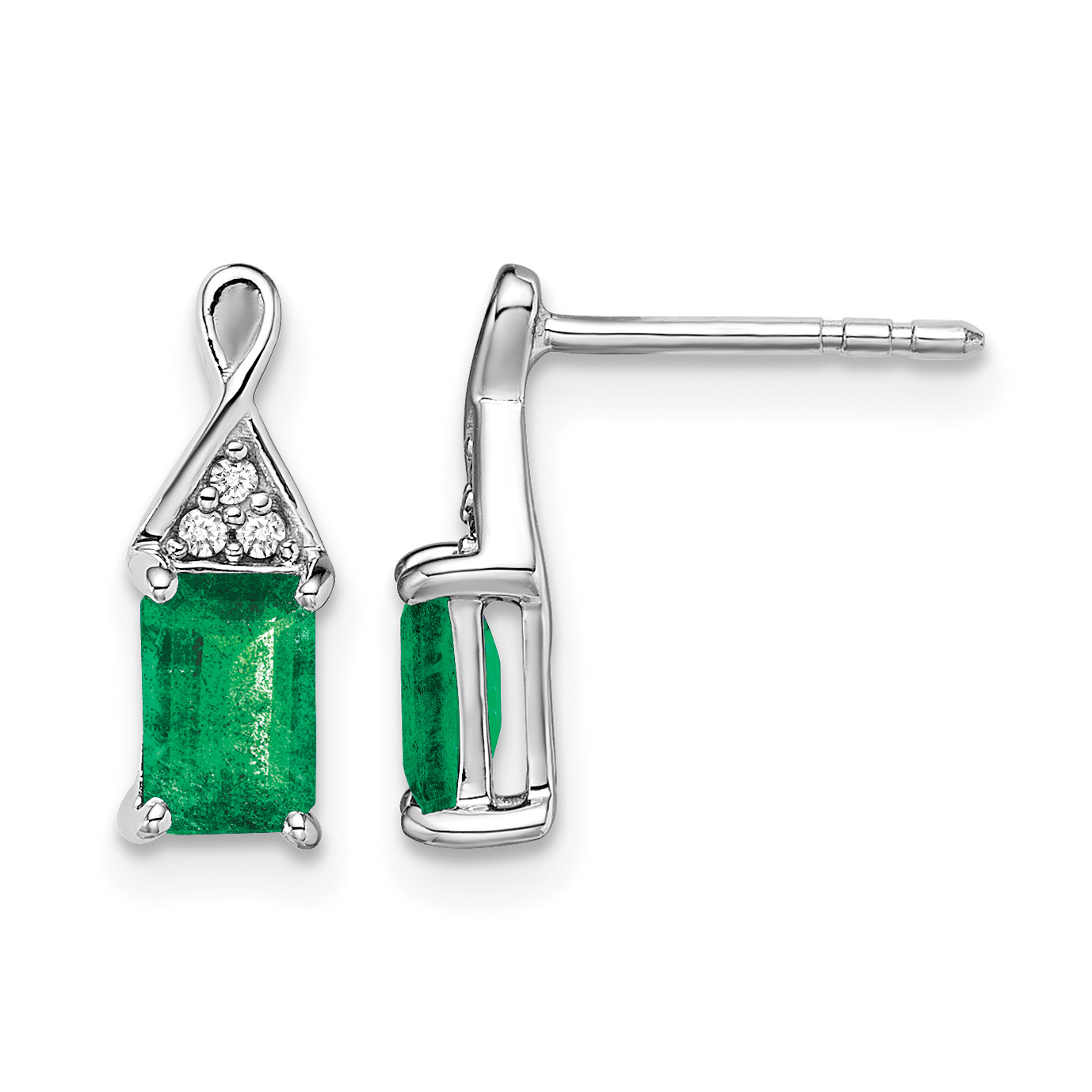 14k White Gold Emerald and Diamond Earrings (EM7187-EM-004-WA)