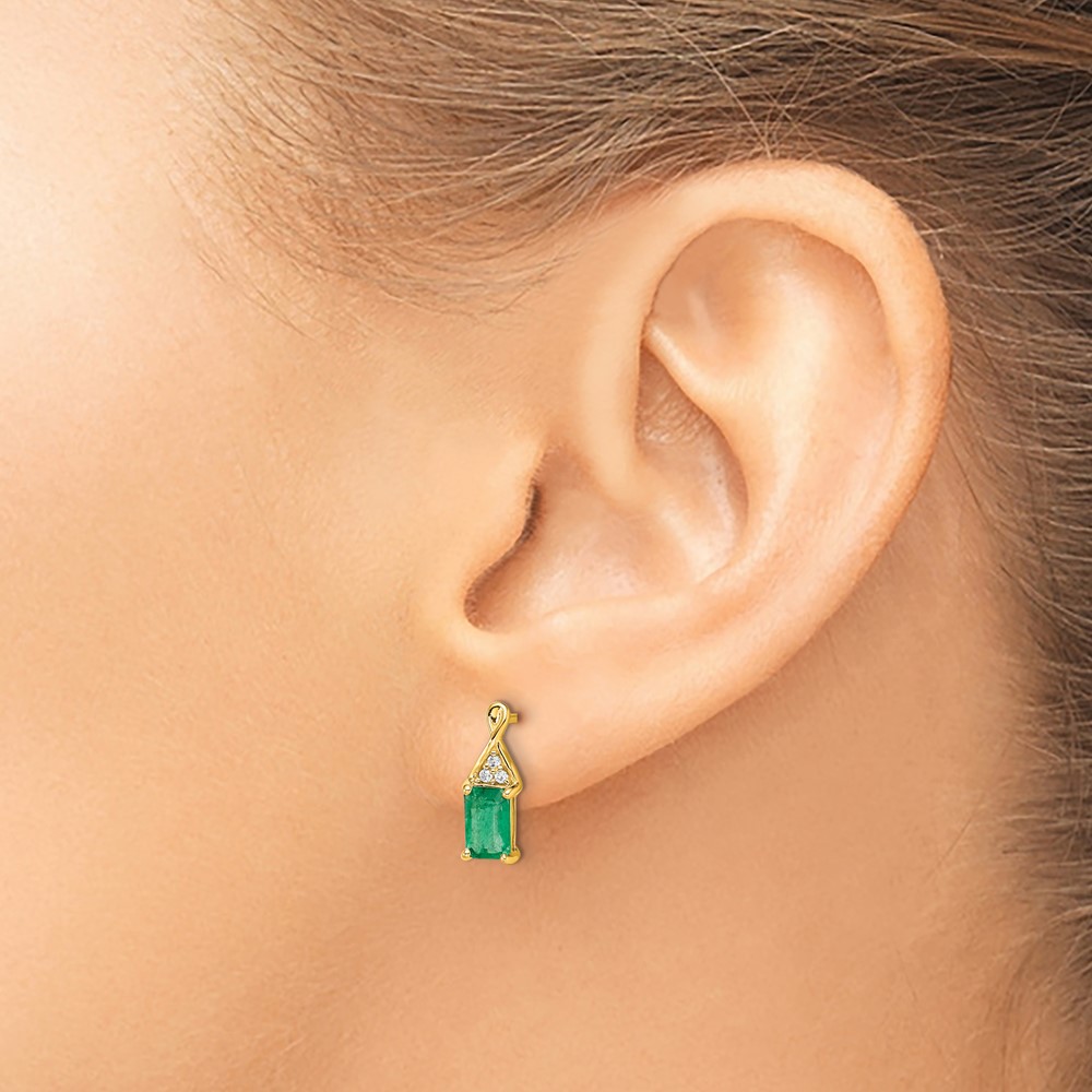 14k Emerald and Diamond Earrings (EM7187-EM-004-YA)