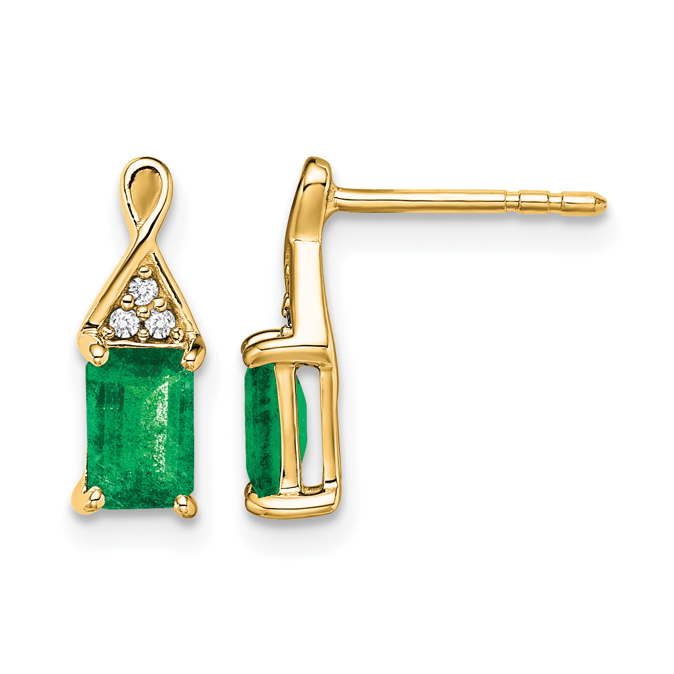 14k Emerald and Diamond Earrings (EM7187-EM-004-YA)