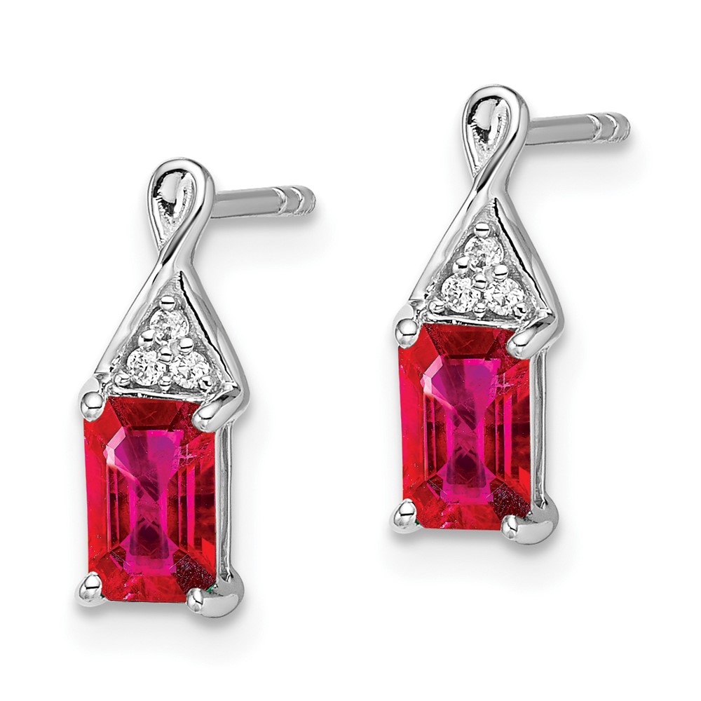 14k White Gold Ruby and Diamond Earrings (EM7187-RU-004-WA)