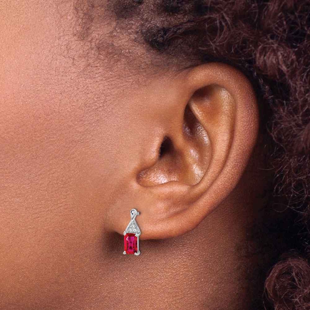 14k White Gold Ruby and Diamond Earrings (EM7187-RU-004-WA)