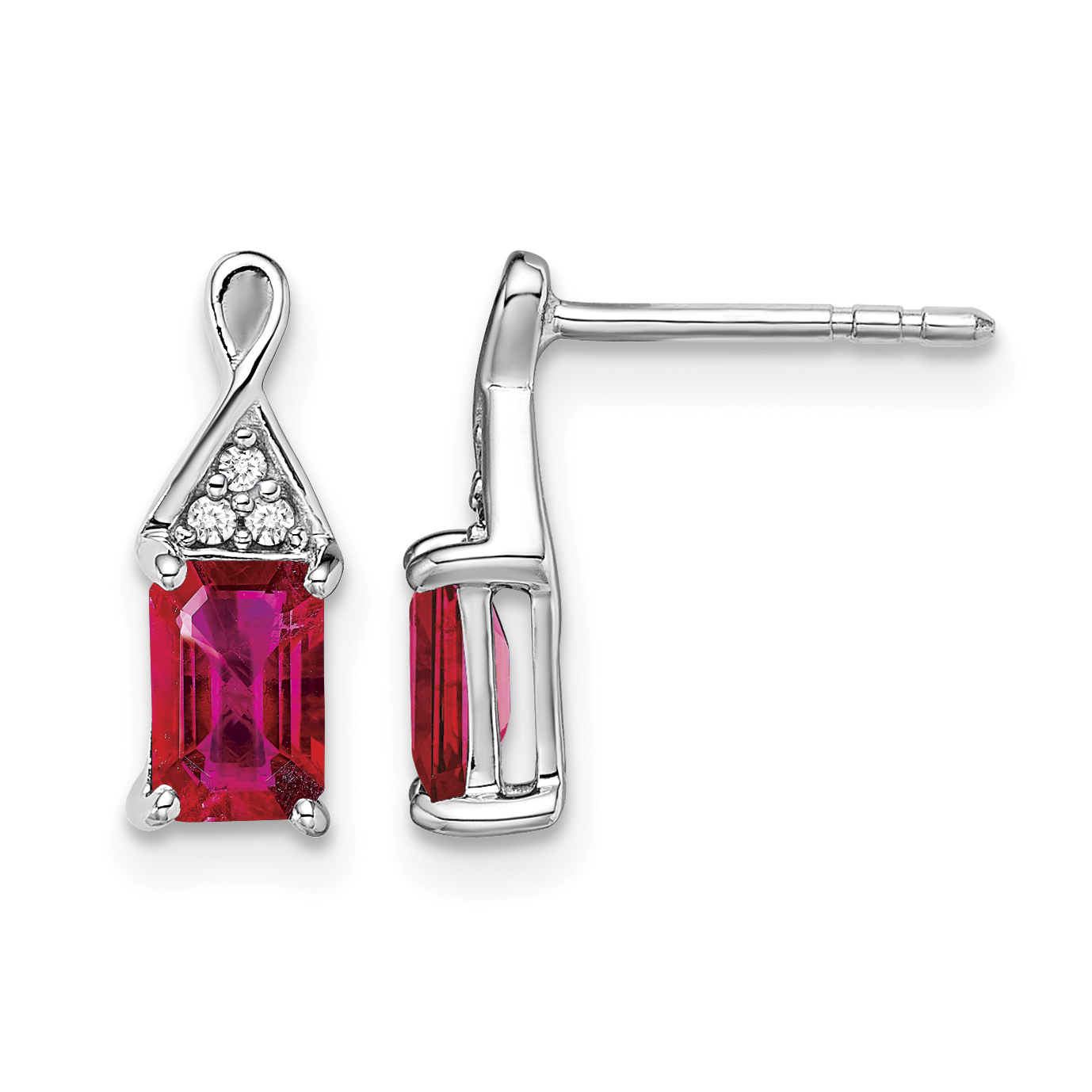 14k White Gold Ruby and Diamond Earrings (EM7187-RU-004-WA)