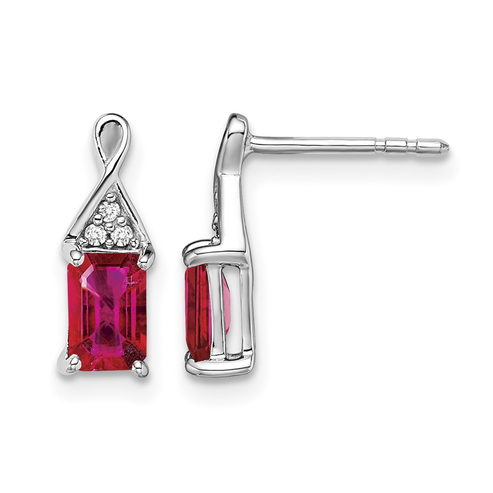 14k White Gold Ruby and Diamond Earrings (EM7187-RU-004-WA)