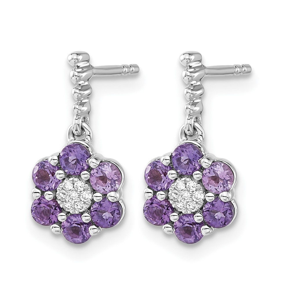 14k White Gold Amethyst and Diamond Earrings (EM7191-AM-004-WA)