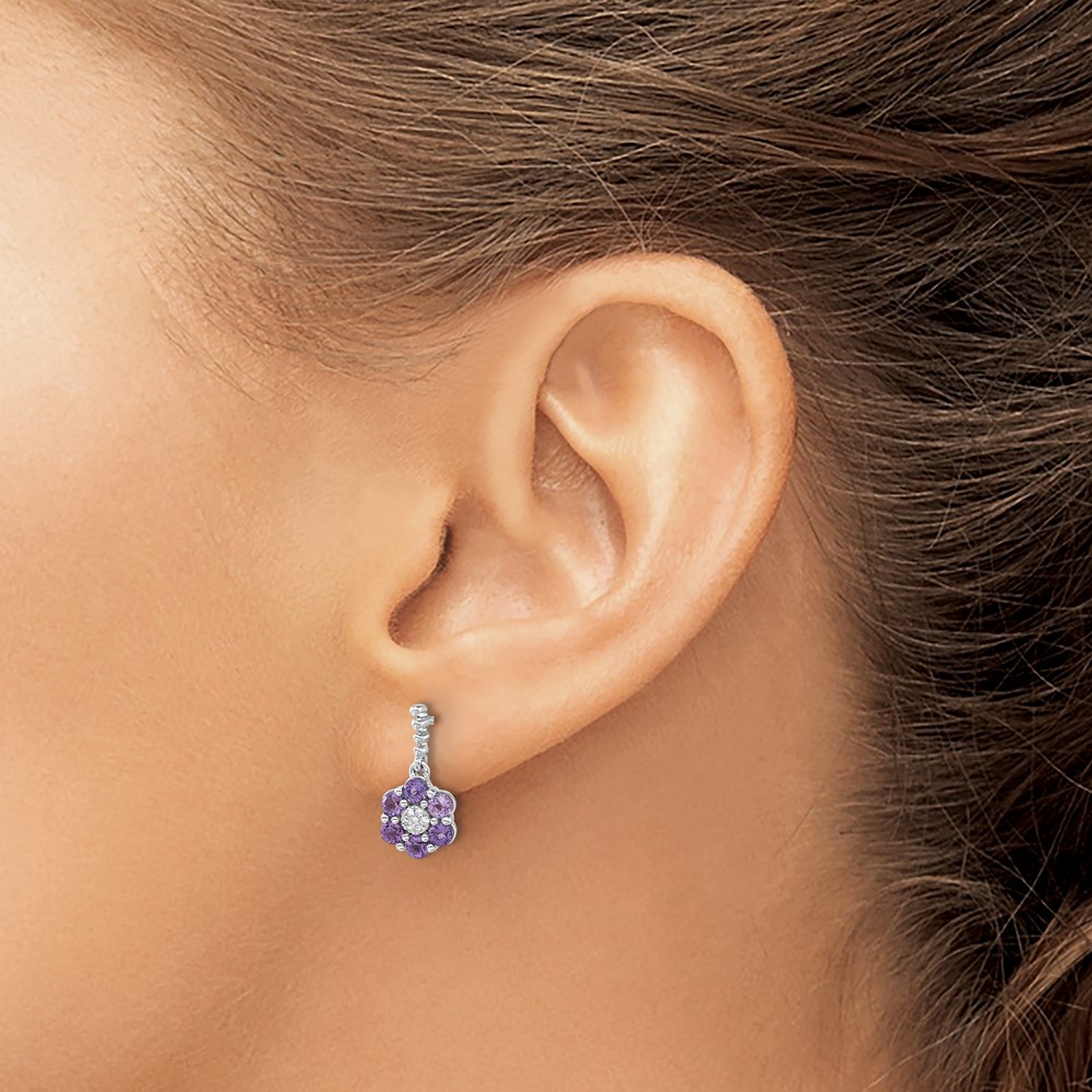 14k White Gold Amethyst and Diamond Earrings (EM7191-AM-004-WA)