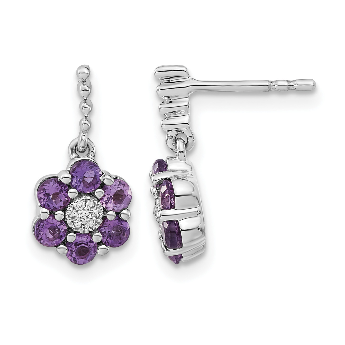 14k White Gold Amethyst and Diamond Earrings (EM7191-AM-004-WA)