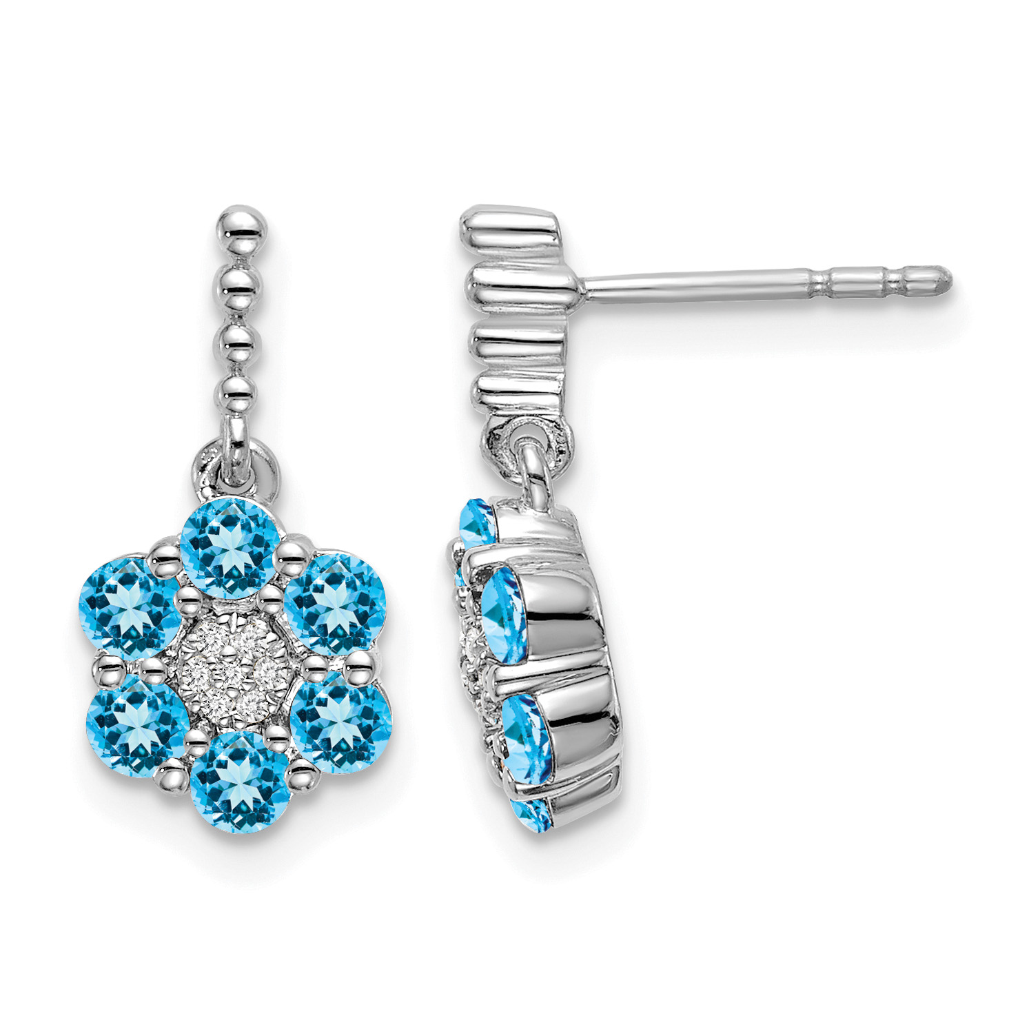 14k White Gold Blue Topaz and Diamond Earrings (EM7191-BT-004-WA)