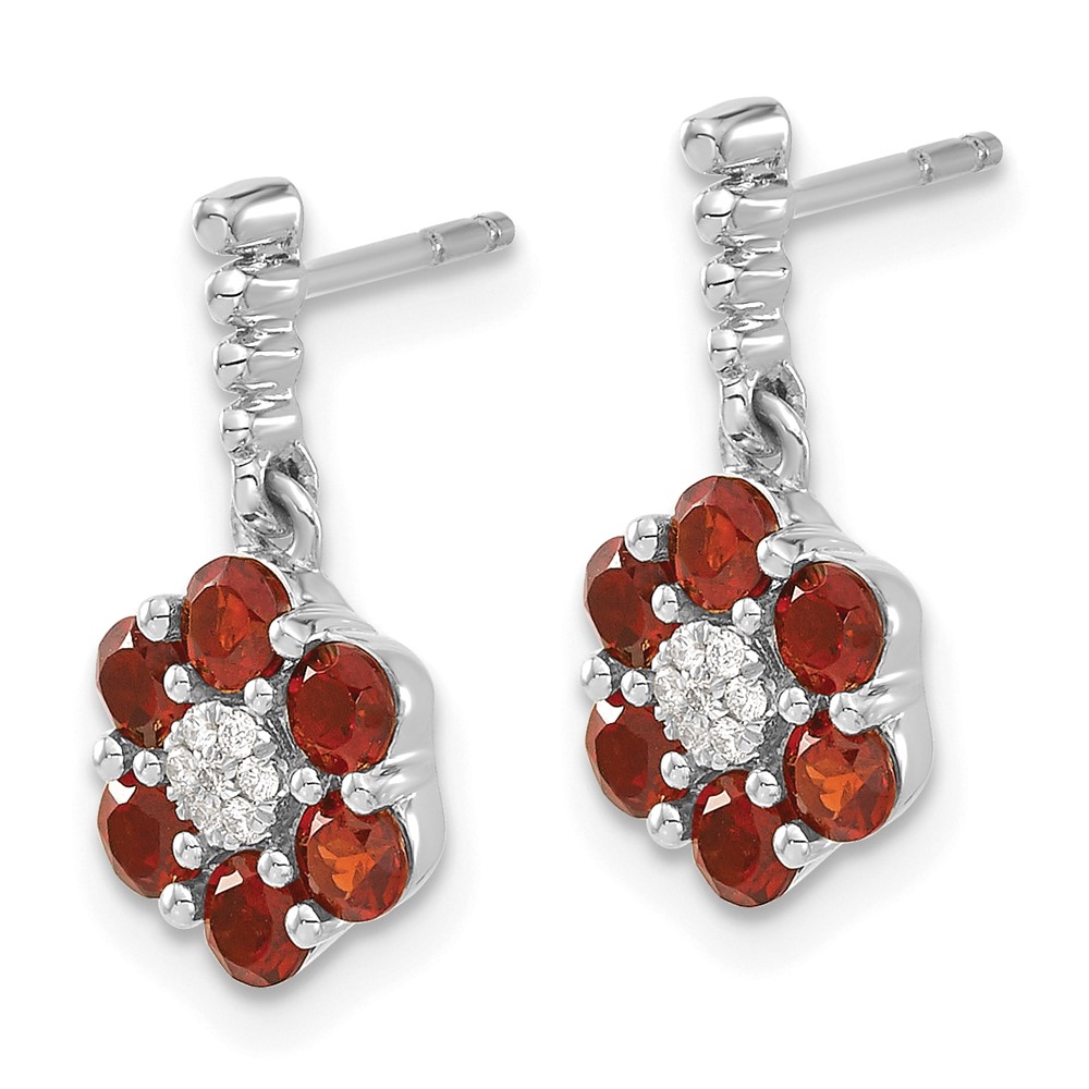 14k White Gold Garnet and Diamond Earrings (EM7191-GA-004-WA)