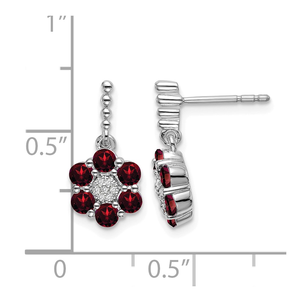 14k White Gold Garnet and Diamond Earrings (EM7191-GA-004-WA)