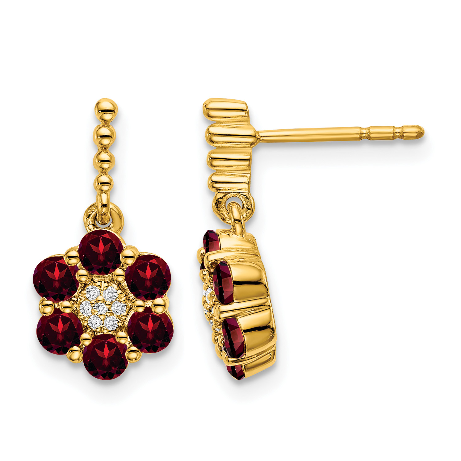 14k Garnet and Diamond Earrings (EM7191-GA-004-YA)